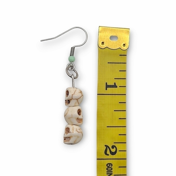 Handcrafted Skull Hook Earrings - Picture 3 of 12